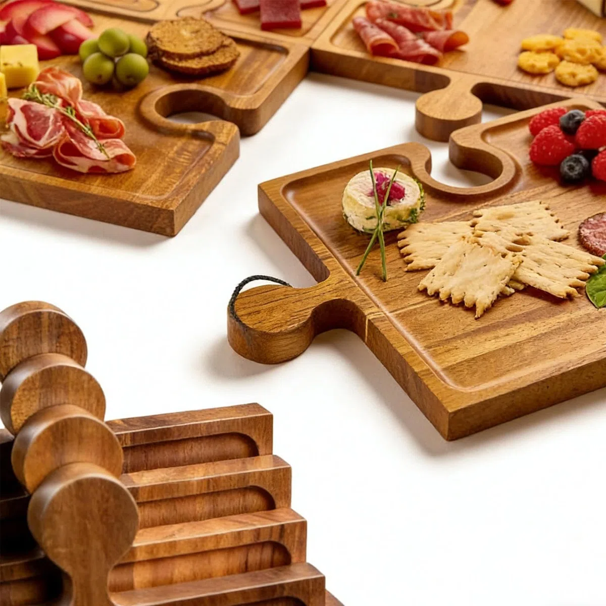Bandejas De Servir para para Presentar con Asas | Tabla de Quesos y Embutidos con Asas para Comida Carne Fruta Snacks Postres Cocina Salon Mesa Buffet
