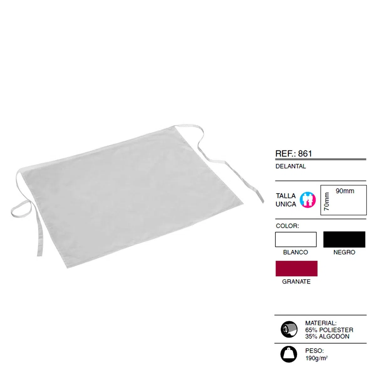 MISEMIYA Delantal Camarero 861 (Pack de 100) Unisex Adulto