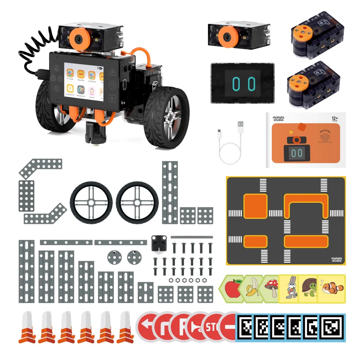 Robot Programable para Niños, MatataStudio Nous AI Juguete Robot compatible con Entrenamiento de AI Scratch Python Coche Robot Inteligente con Cámara STEM Juguete de Aprendizaje para Niños de 12+ años