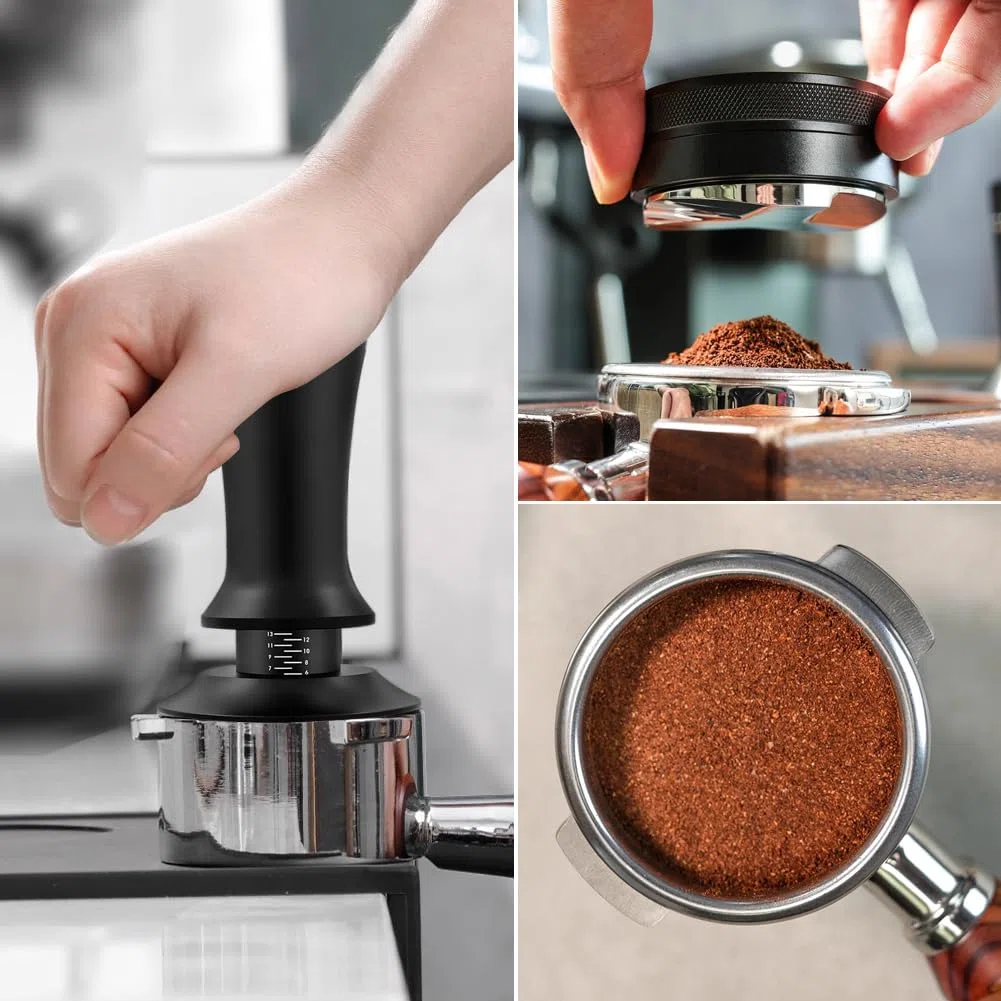 Y-Step 51mm Espresso Tamper Set con Tamper Estación, 5 en 1 Café Accesorios, con Distribuidor de Café Espresso, Agitador de Espresso, Estación de Apisonado, Cepillo de Limpieza de Café