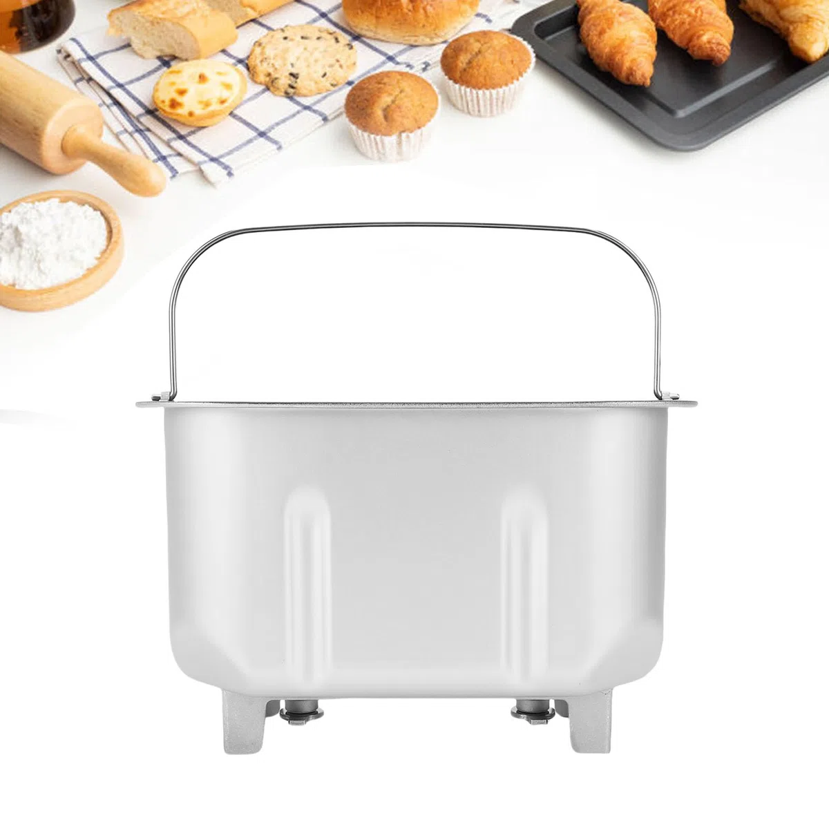 Cubo para Hornear para Máquina de Pan de 2 paletas: Cubo Interior de Repuesto de Acero Inoxidable con Revestimiento Antiadherente y Diseño de Doble Mezcla para un Amasado