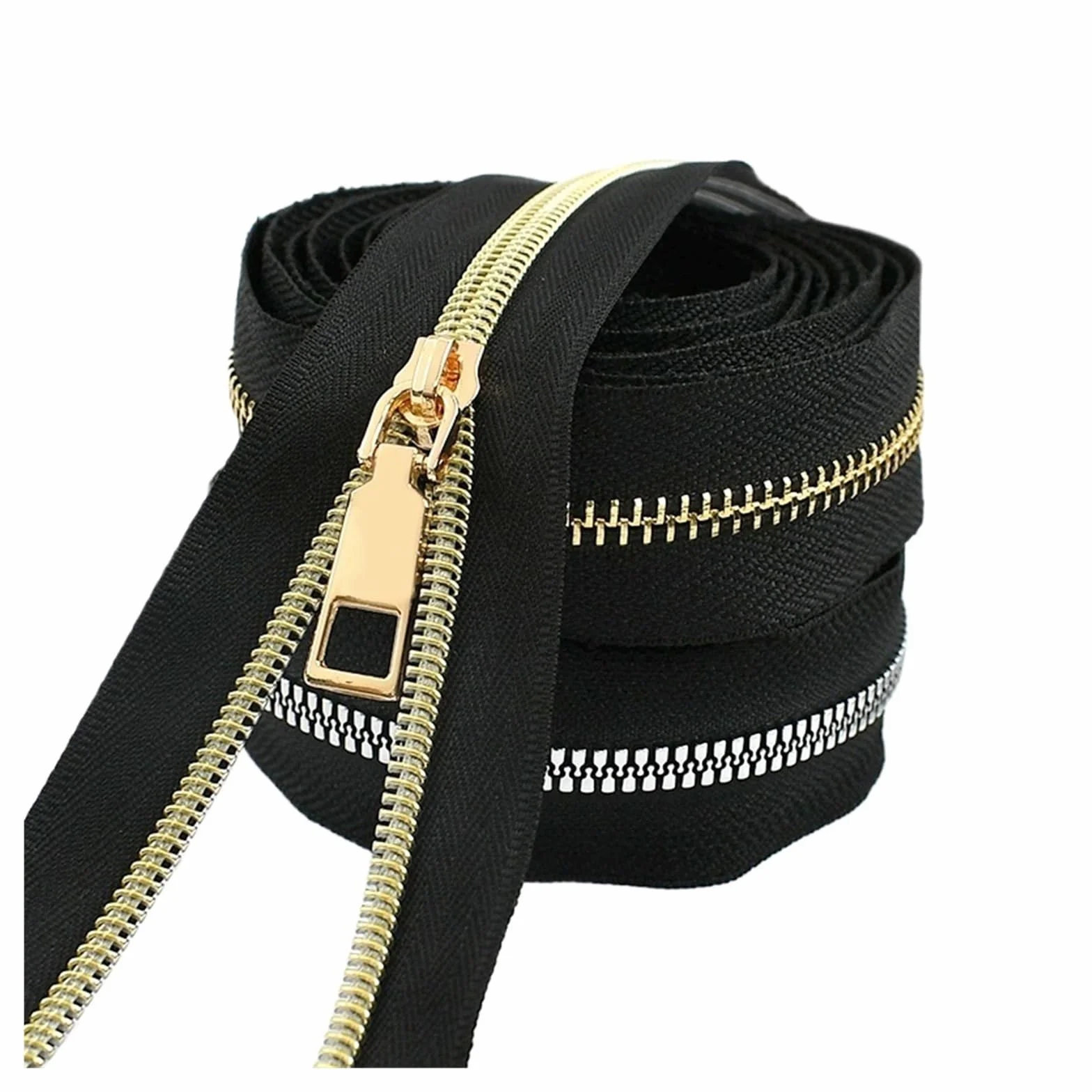 Cremalleras de Metal/Nylon/resina por metro, 2-10M, 5#, bolsa deslizante con cremallera a juego, cremalleras for ropa, accesorios costura fácil reparación(KY377G6-3GunBlack,10Meters10PcsSlider)