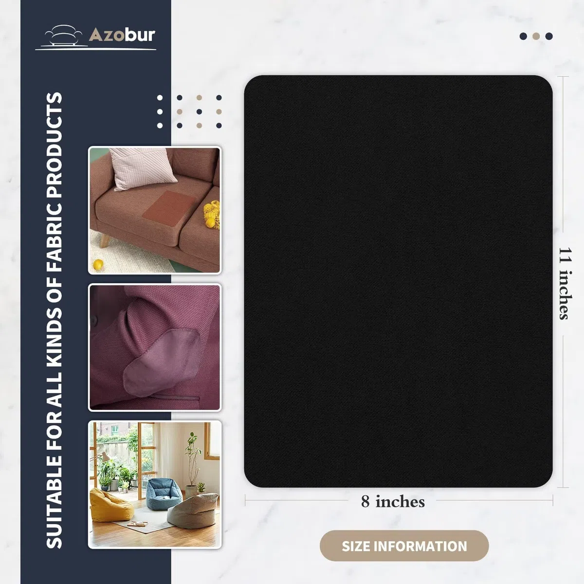 Parche de reparación de terciopelo, autoadhesivo de tela de franela, multicolor disponible en piel antiarañazos, 20 x 28 cm, para sofás, asientos de coche, bolsos de mano, chaquetas (negro)