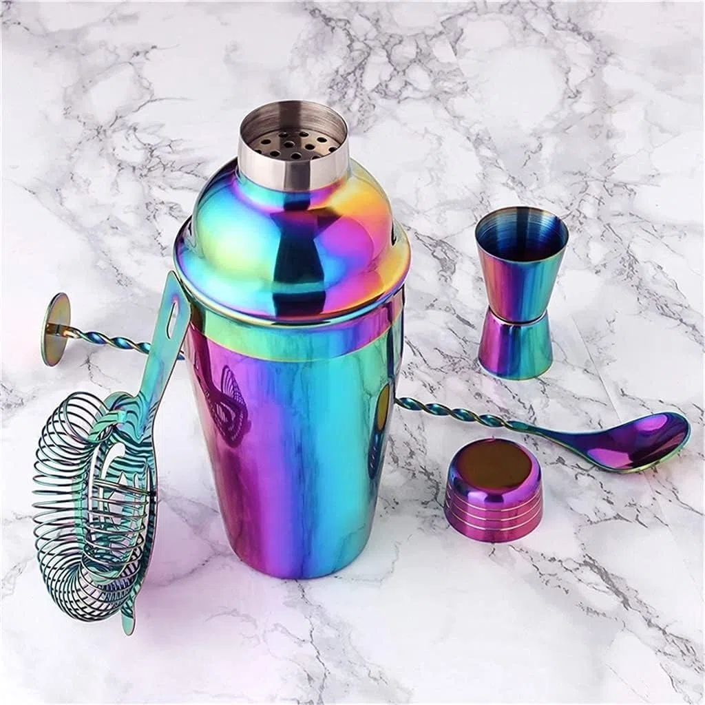 Juego de Coctelera Kit de Coctelería Juego De Coctelera De Acero Inoxidable, 8 Uds., Equipo Colorido Para Barman, Batidor De Cóctel, Herramientas Para Bar, Cocteleras De Vino Coctelera para Cócteles C