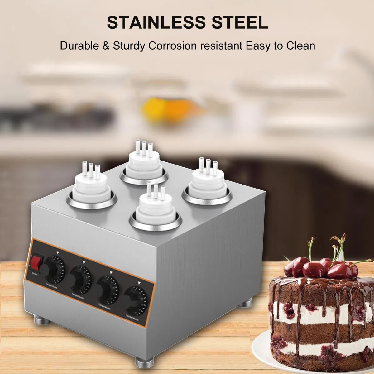 Calentador EléCtrico Para Biberones Con 4 Biberones, Dispensador Comercial De Queso, Calentador De Chocolate Caliente, Calentador De Queso Para Nachos Con Biberones De PláStico,220V