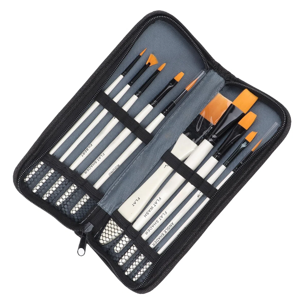 Zerodis Útiles Escolares Juego de Pinceles para Artista con de Madera y Pelo de Nailon Dorado con Bolsa de Almacenamiento para Gouache Acrílico, Acuarela, Óleo, Pintura Artística, 10 Pinceles para
