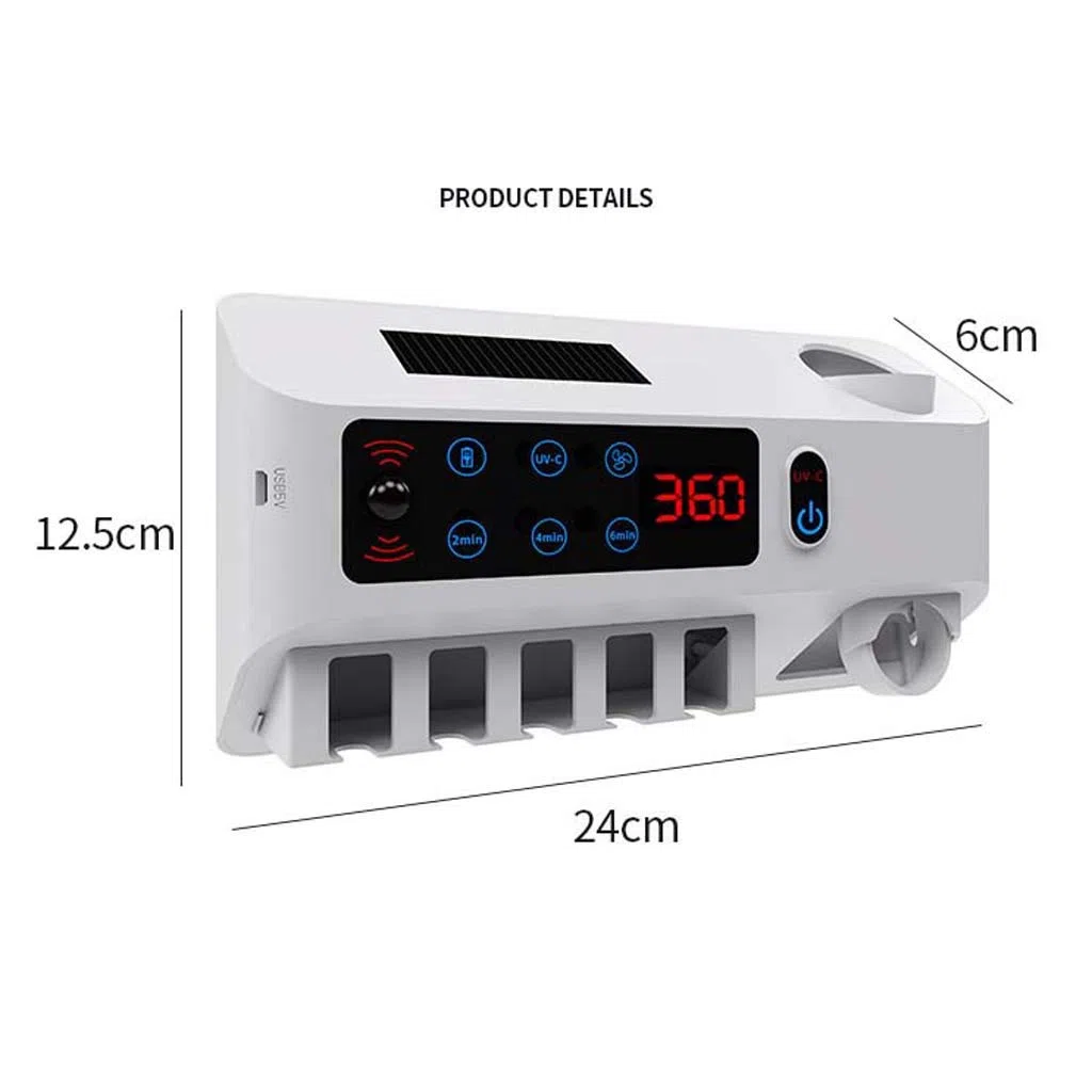TJH Esterilizador de Cepillo de Dientes UV Inteligente, Esterilizar y secar bastidores de cepillos de Dientes para baño, Set de Vasos de Dientes eléctricos de Pared -Cuidar la Salud bucal