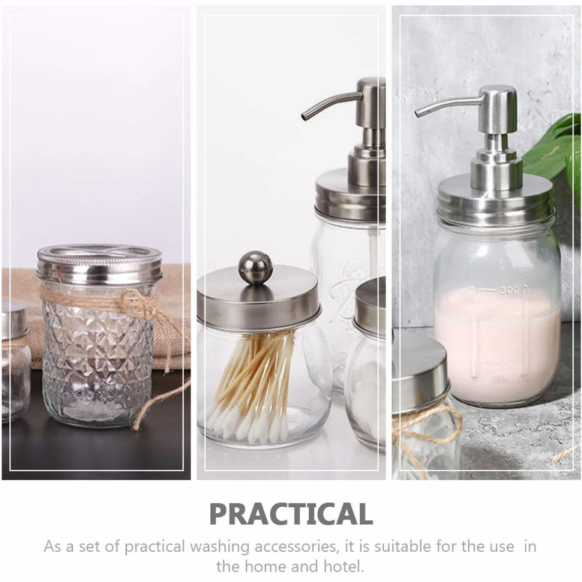 ULTECHNOVO Juego de Accesorios para Baño Set de 1 y Botella de Loción de Vidrio Plata Vaso para Cepillos de Dientes Adecuado para Uso Hogar y Baño