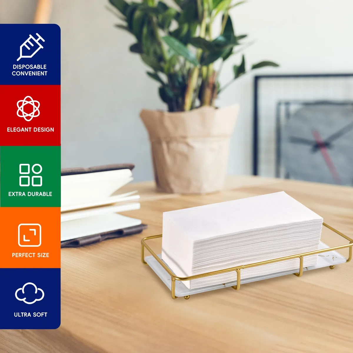 Paquete de 100 servilletas de papel desechables de alta calidad de 3 capas, toallas de mano de papel suaves y absorbentes para fiestas, cocina, cenas o eventos (blanco) | Toallas de mano suaves y absorbentes, de alta calidad, de 3 capas, elegantes para fi
