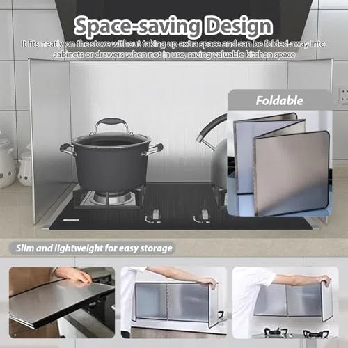 Cubierta impermeable para estufa y fregadero, protector contra salpicaduras de acero de 2/3/4 lados, tablero de fideos ignífugo, protector de cocina a prueba de quemaduras para cocinar seguro