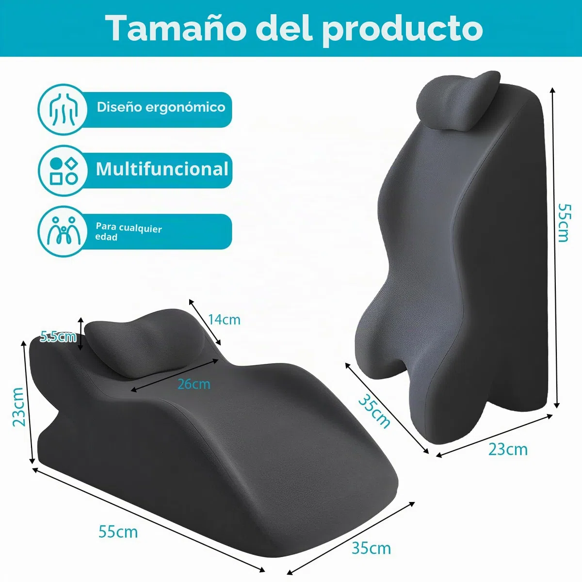 JAOGAUS Cojín de lectura para cama y sofá, cojín ergonómico para la espalda, cojín de cuña de espuma viscoelástica para espalda, cuello, almohada de apoyo para piernas con funda lavable para relajarse