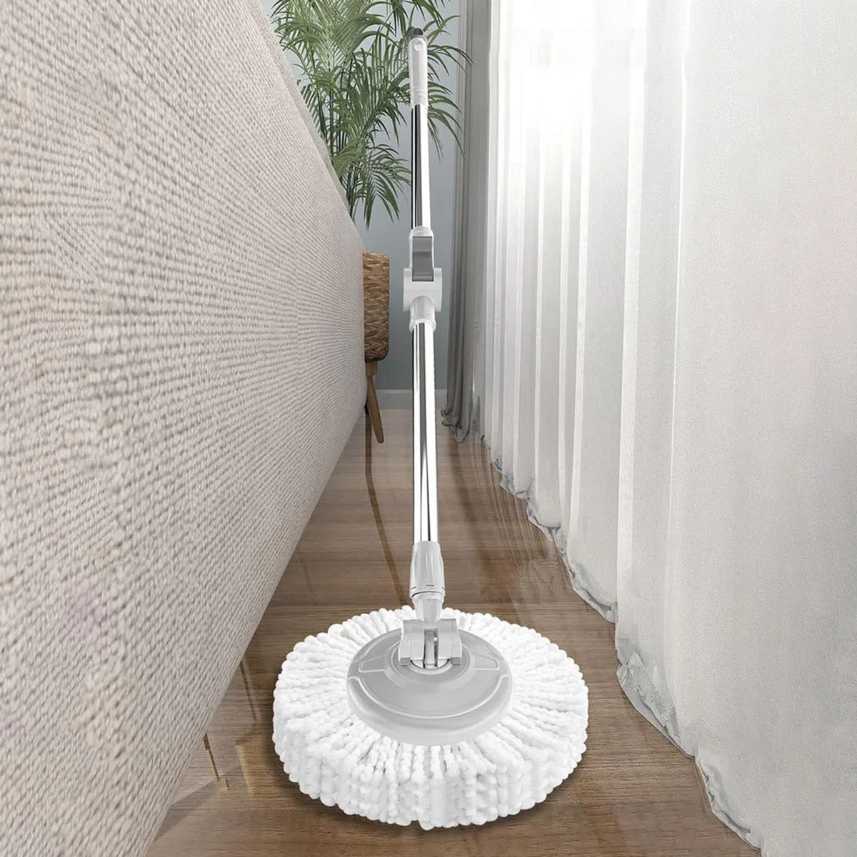 Fregona Y Cubo De Limpieza Hogar Compacto Ligero Mango Ajustable Doméstico | Kit De Fregona Giratoria Con Cubo Y Escurridor Autotorsión Apta Para Suelos De Madera, Baldosas, Mármol, Baño, Salón Y