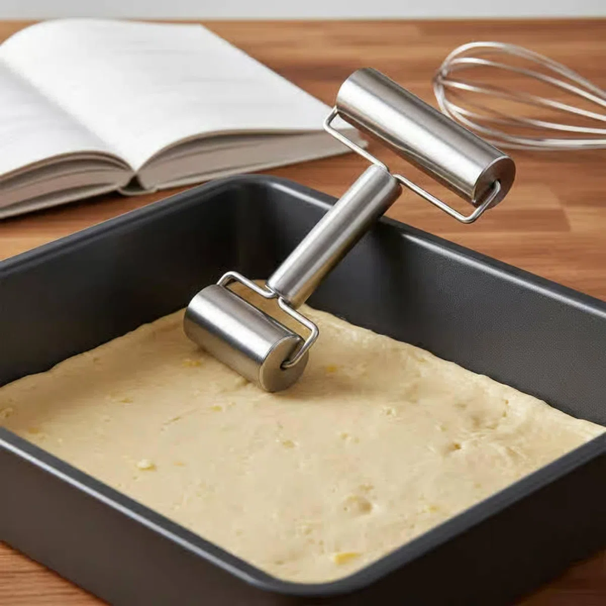 Gralara 3 Rodillos de Acero Inoxidable Cilíndricos para Repostería. Rodillo de Mano para Repostería, 4 Piezas