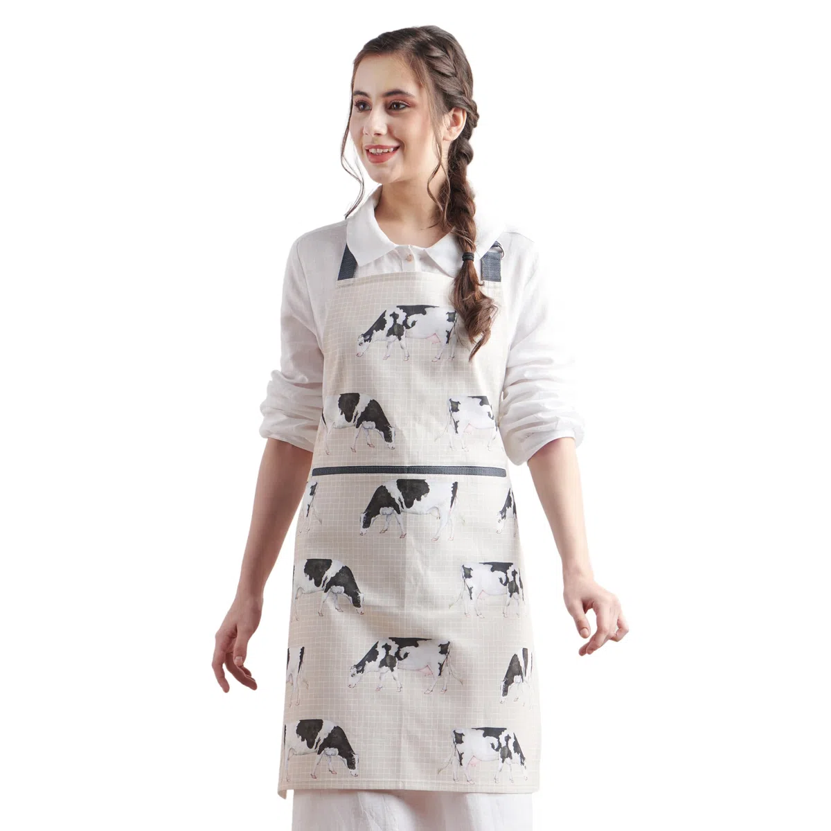 Maison d' Hermine Delantal de 100% algodón, 1 pieza, correa ajustable para el cuello, delantal con bolsillo central y cintas largas para hombre y mujer