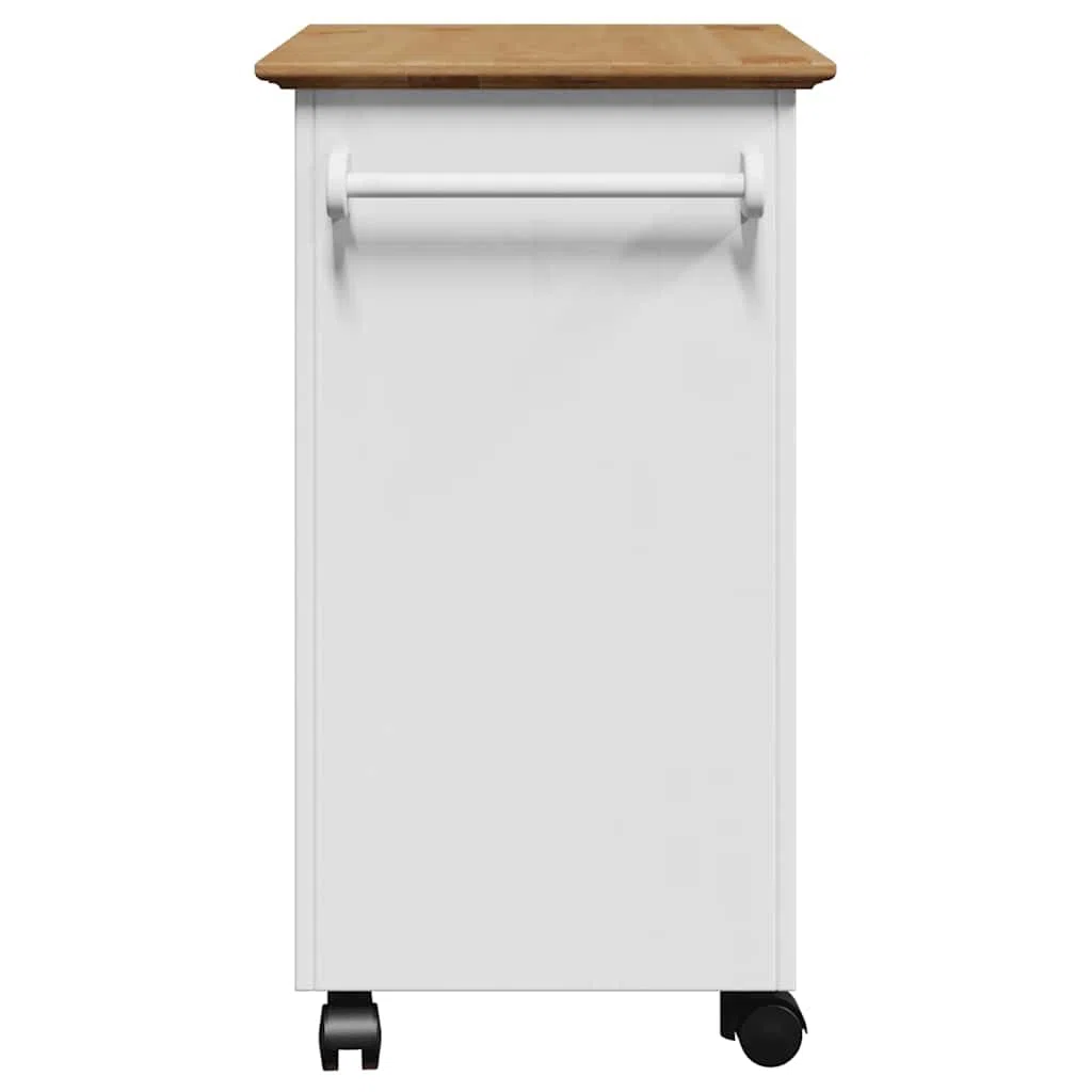 Gecheer Carrito de Cocina BODO Blanco y marrón 67,5x45x80 cm,Carrito verdulero para Cocina,Carrito Auxiliar Multiuso,Carros de Servicio