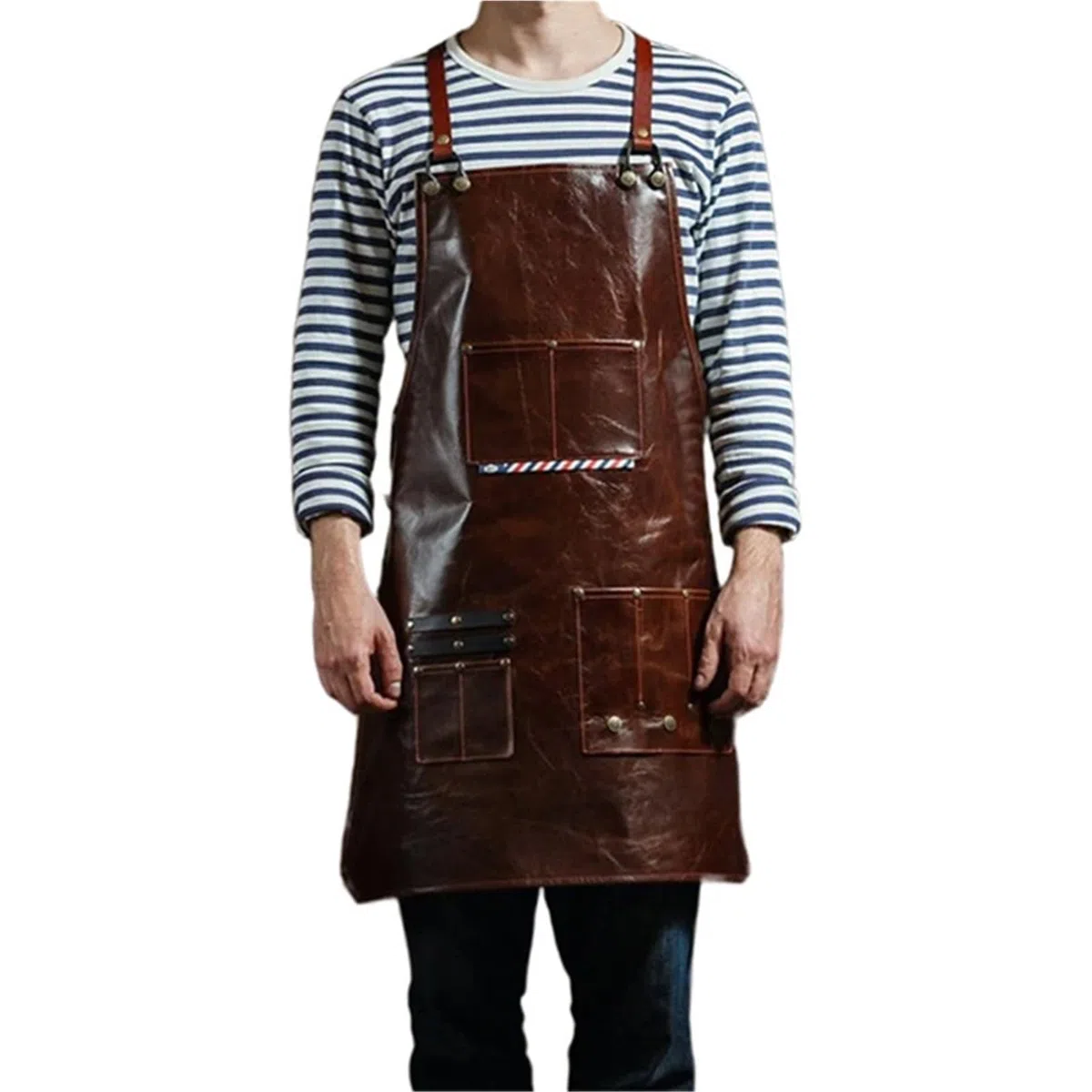 Delantal de alta resistencia Correa trasera de cuero sintético for barista, camarero, pastelero, cafetería, bistró, barbacoa, parrilla, uniforme, florista, barbero