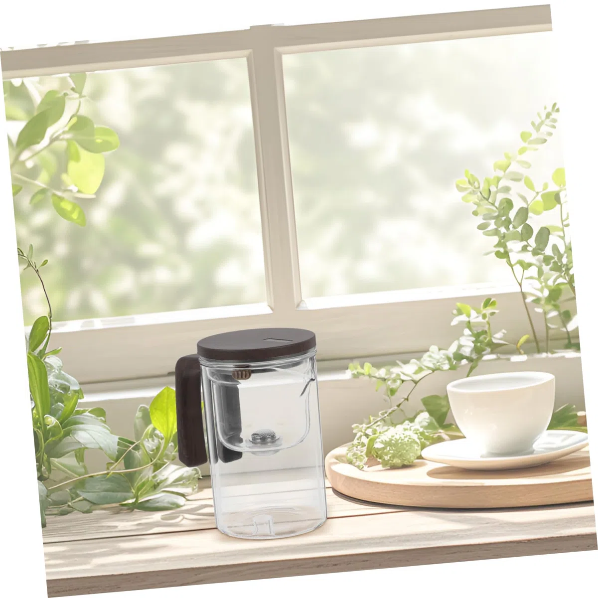 Mipcase Tetera de Vidrio con Infusor Extraíble Tetera para Sueltas para Infusiones de Té Casa Flores