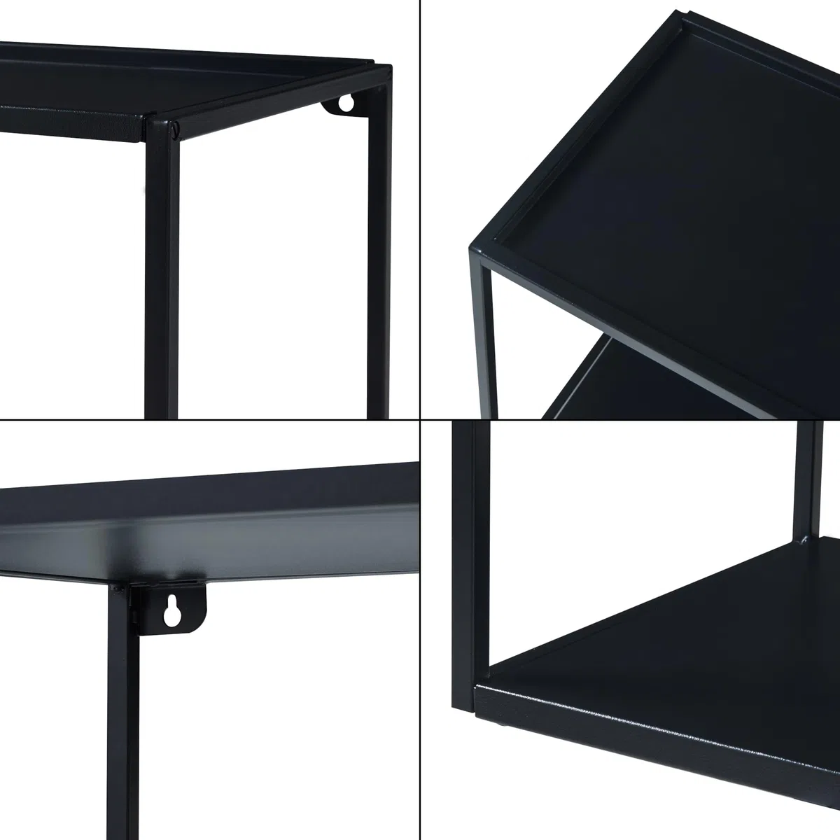[en.casa] Estantería de Pared con 2 Estantes Baldas Flotantes Estantería de Cocina Parra Tarros Organizador de Baño Escritorio Versátil Diseño Industrial Acero 90 x 25 x 35 cm - Negro