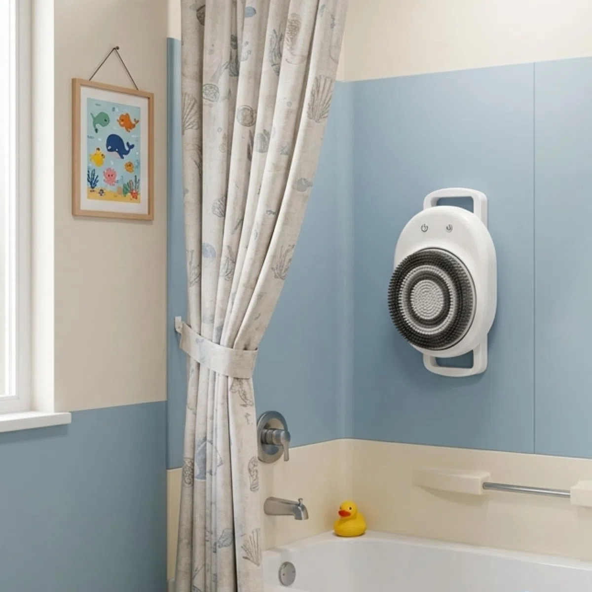 Limpiador Espalda con Soporte Pared Inalámbrico Cepillo Ducha Pared Suave Cepillo Ducha Eléctrico para Adultos