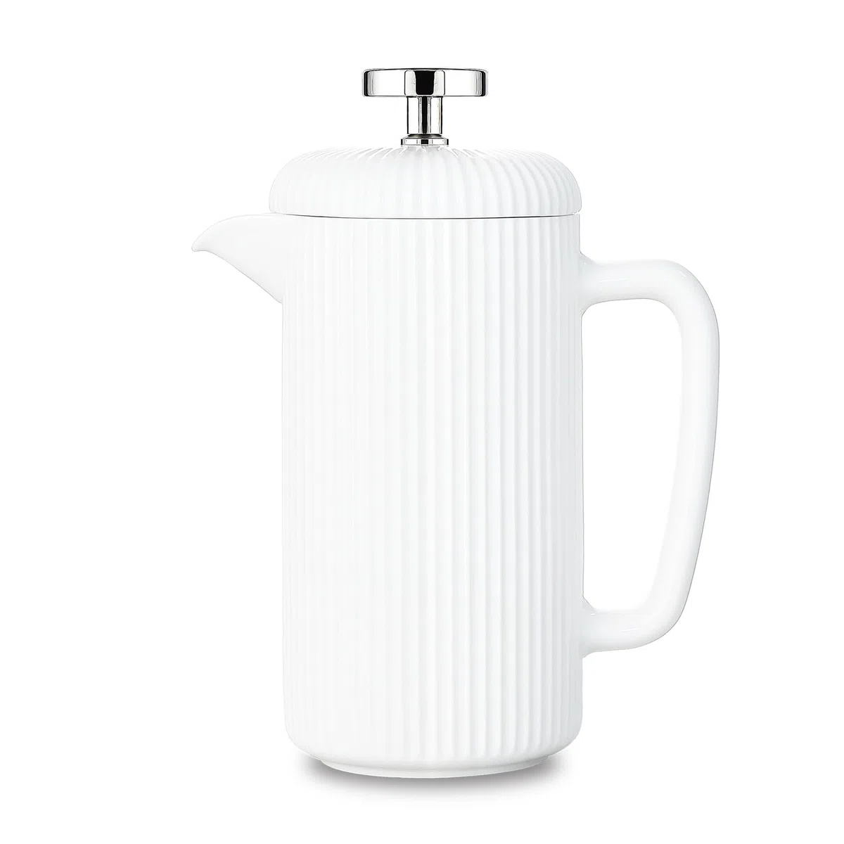 Easyworkz Cafetera de émbolo de porcelana de 1000 ml, con émbolo de acero inoxidable, color marfil
