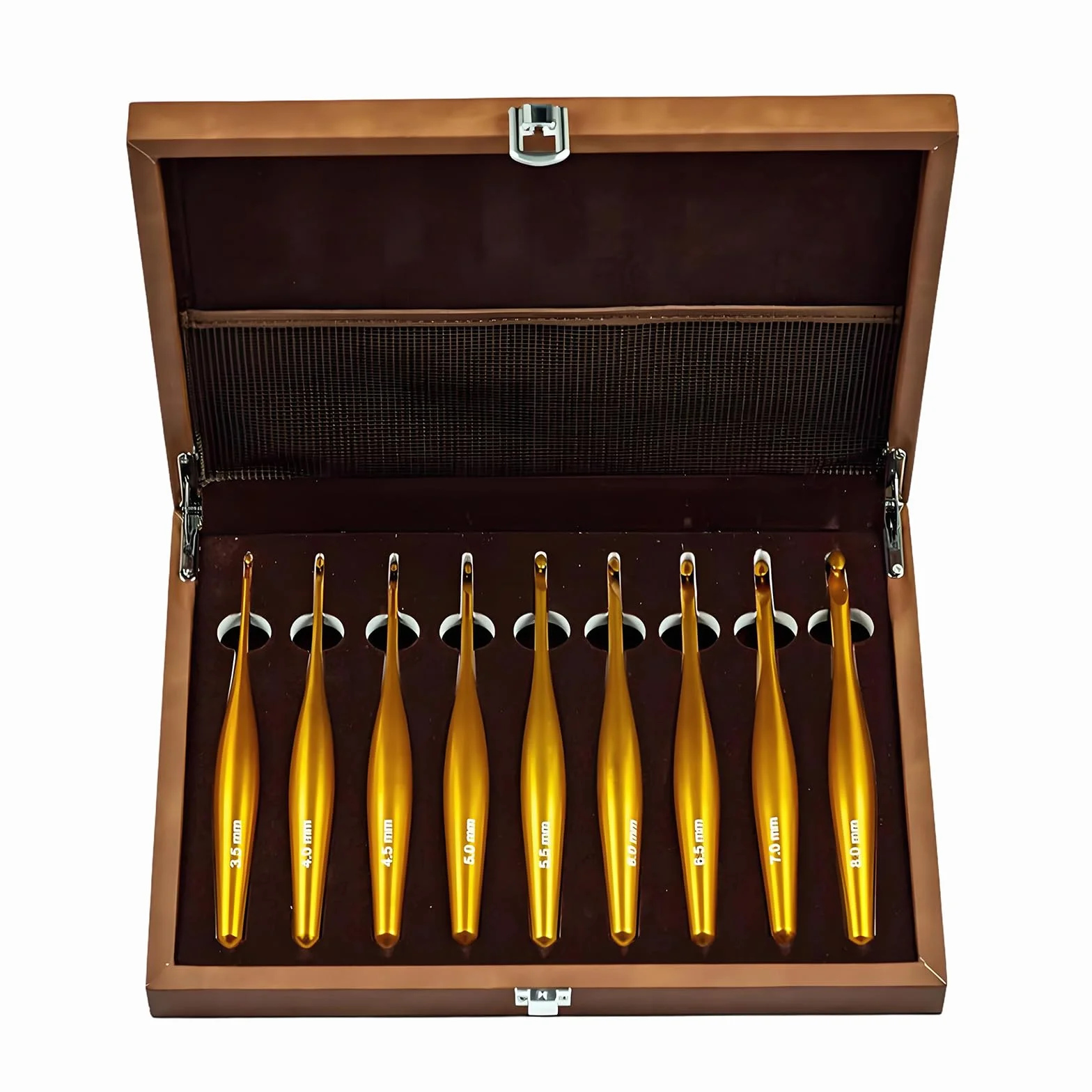 Juego de agujas de ganchillo de alúmina con diseños desmontables, mango ergonómico de madera, varios tamaños y bolsa de almacenamiento, ganchillo de viaje