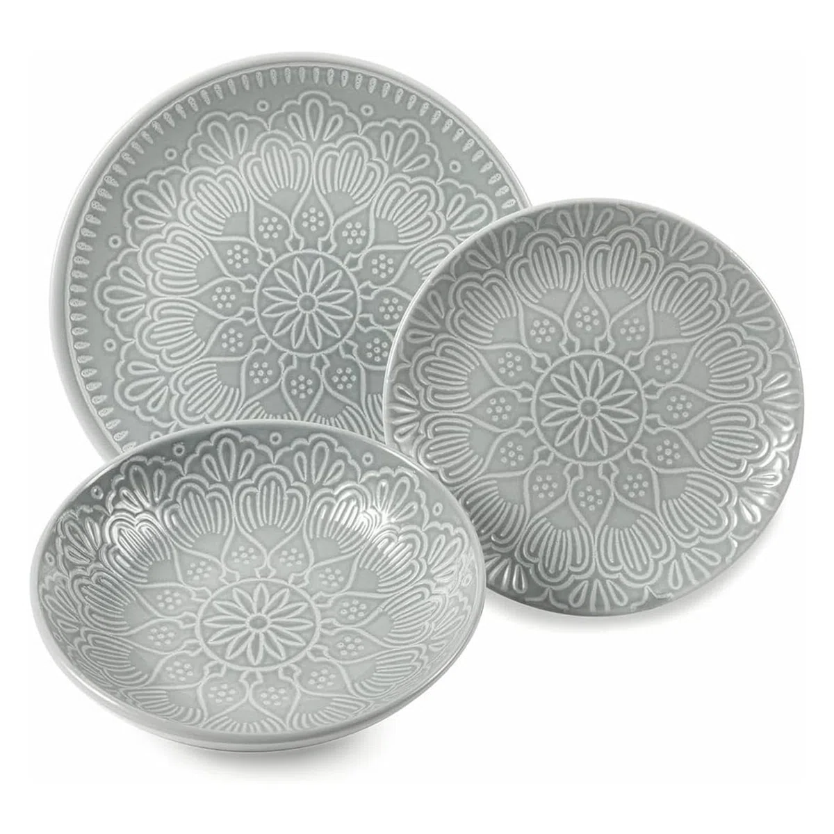 Villa d'Este Home Tivoli 5902642 Juego de Platos Llanos Luxor de Gres, Multicolor, Caja de 18