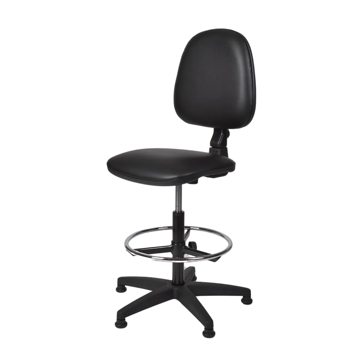 Topsit Büro & More IND211 - Silla de trabajo giratoria, acolchada y tapizada en piel sintética, altura regulable y fácil de limpiar, anillo de pie cromado, base y patas estables