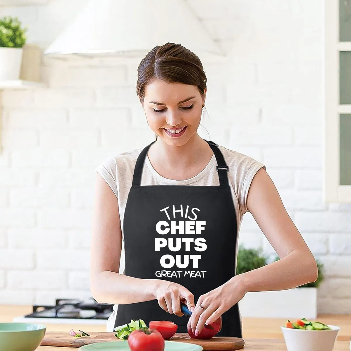 Delantales divertidos con texto en inglés "This Chef Puts Out Great Meat" para hombres, delantal impreso, regalo para ella, delantal de chef, delantal de cocina, delantal de barbacoa, regalo para el