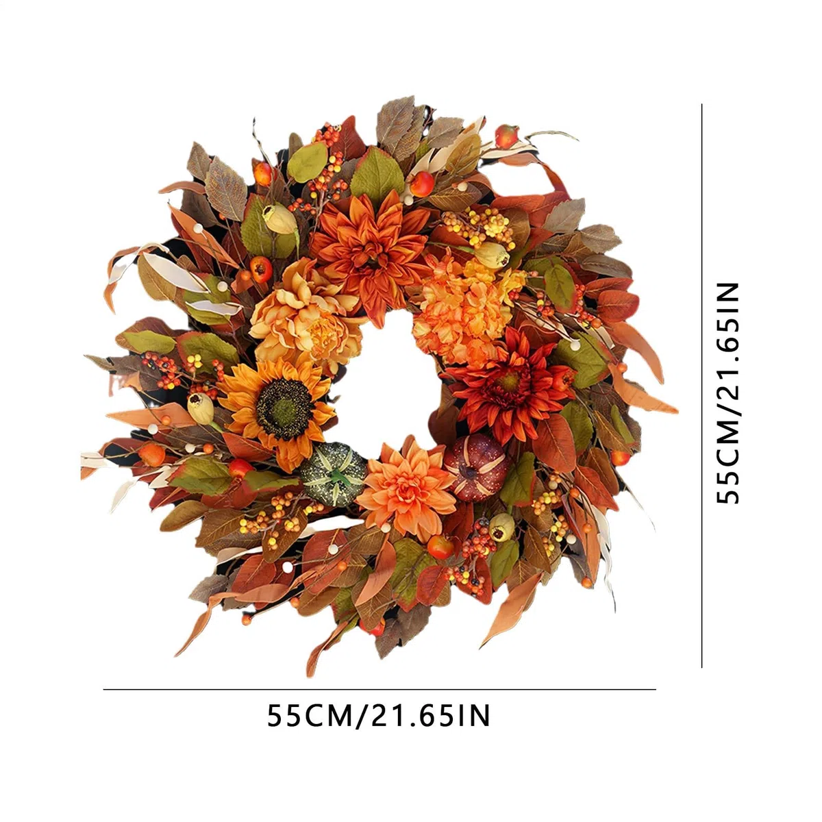 Coronas De Otoño para La Puerta De Entrada 42 Cm De Arce Artificial para La | Coronas de Otoño para Porche Para Decoración De Festival Acción De Gracias Halloween Vacaciones Puerta Y Pared