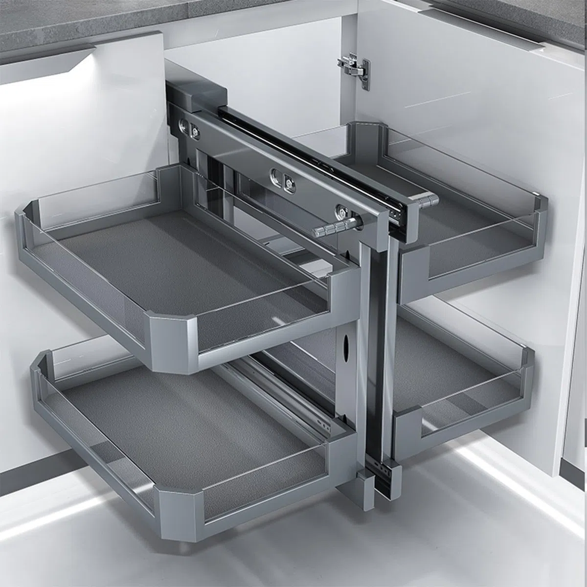 Organizador extraíble para gabinete de esquina ciega de cocina con 4 cestas, organizador de gabinete deslizante, organizador de almacenamiento extensible para gabinete de despensa 900