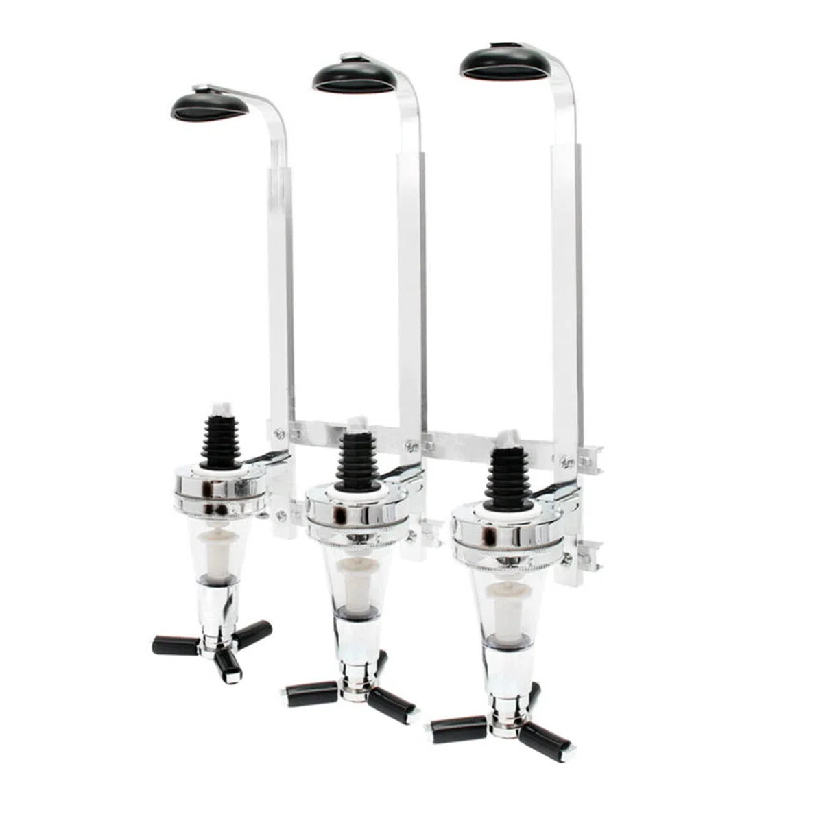 3 botellas ópticas para bar del hogar, soporte montado en la pared, dispensador de vino, juego de vasos Optic Spirit para bar de acero para el hogar y pub (3 botellas)