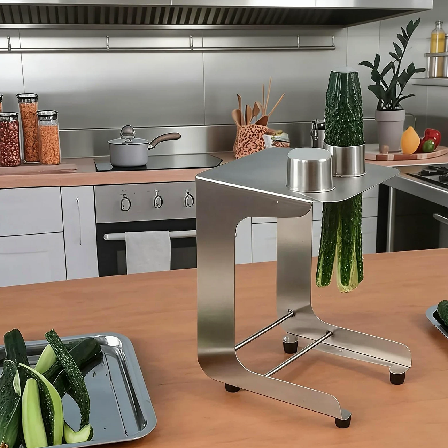 Cortador de pepino para sushi, máquina de palitos de zanahoria con 3 cuchillas, acero inoxidable 304, diseño en ángulo, para ensaladas, preparación de comidas