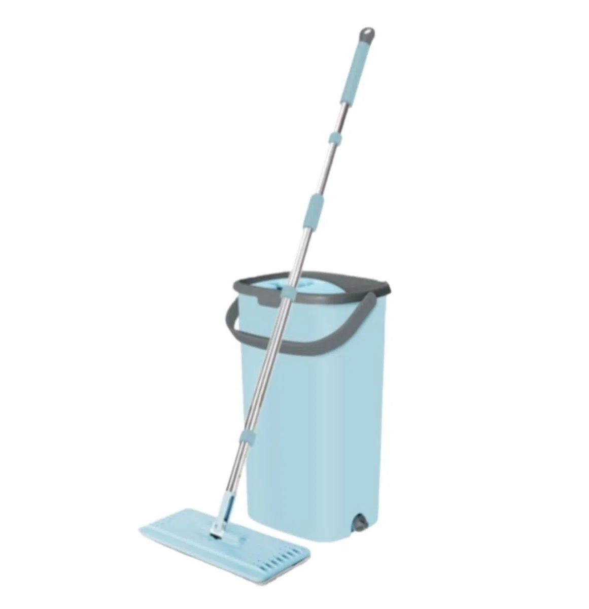 Fregona Cubo para Trapeador Plano con Manos Libres para Limpieza De Pisos Húmedos Y Secos, Cabezales Giratorios 360 ​​Grados Reutilizable Limpieza Suelo(Blue)