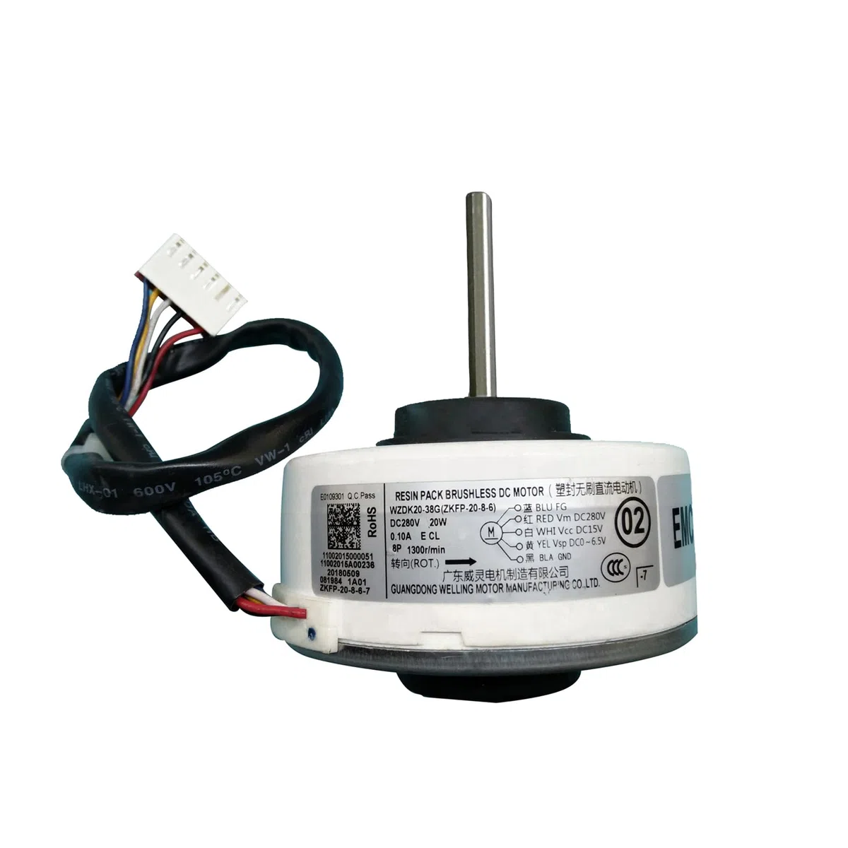 Motor de aire acondicionado 20W WZDK20-38G (ZKFP-20-8-6) Motor de ventilador DC sin escobillas Parte OEM