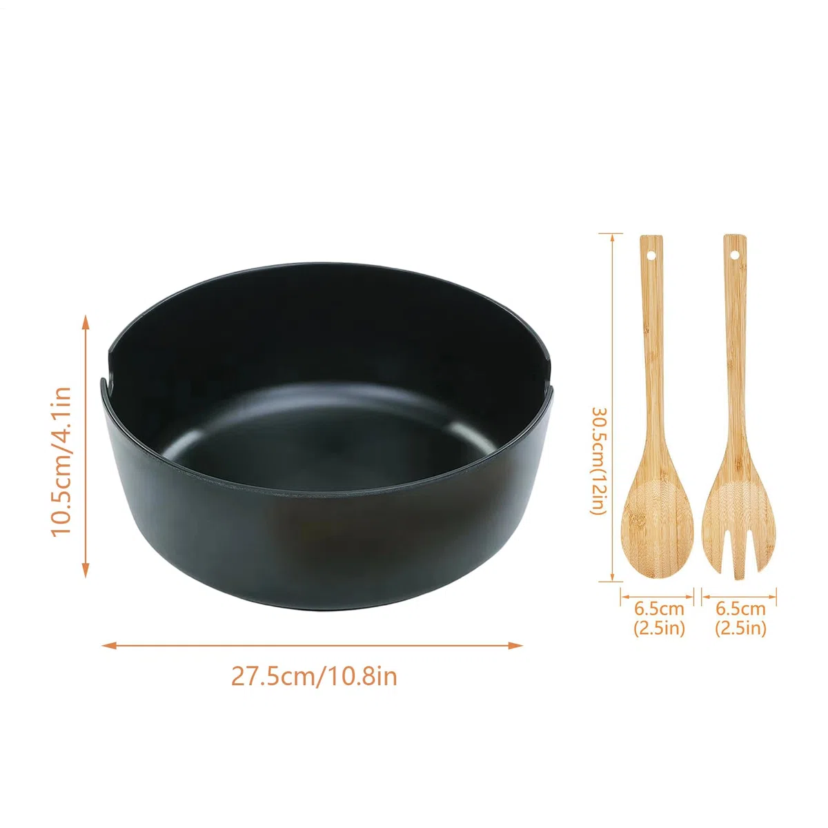 Ensaladeras Grandes Ensaladeras De Madera Vajilla Cuchara Tenedor | Boles Grandes para Servir con Para Frutas Verduras Aperitivos Almuerzo Cena Preparar Mezclar Cocinar Cereales