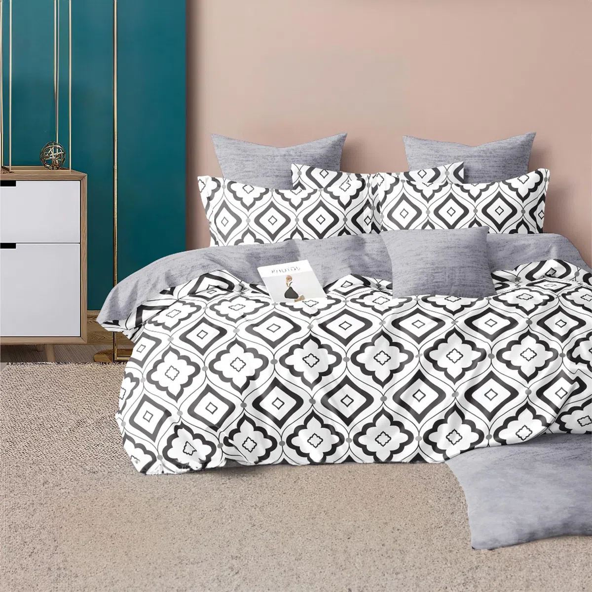 BESCH Edredón Invierno Nórdico de Microfibra 220x240cm para Cama de 150 con Relleno de Fibra 280gr/m2 - Edredón Nórdico Suave Cálido Ligero - Patrón