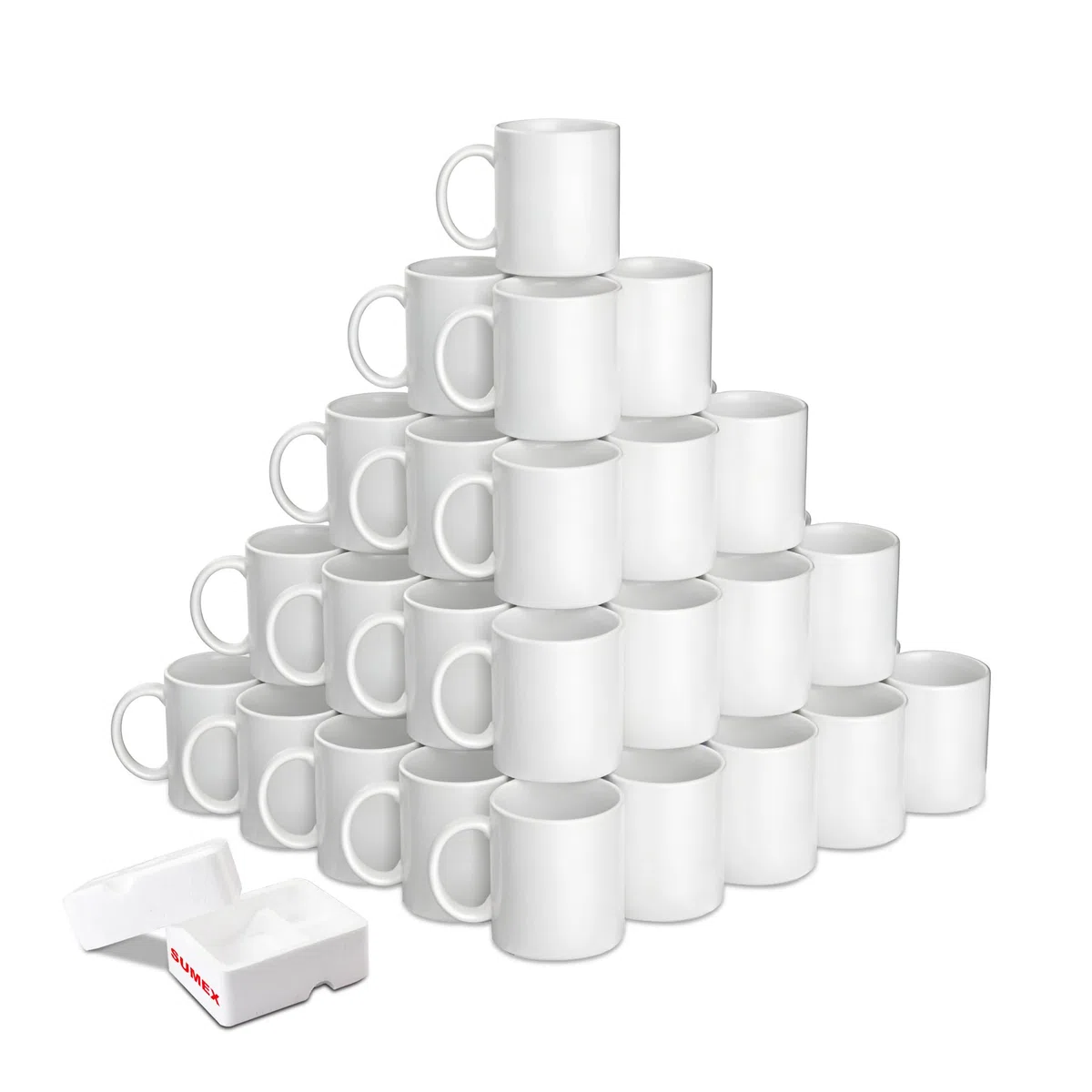 Sumex Juego de 36 tazas de café de cerámica blanca de sublimación de 11 onzas para té, leche, latte, cacao caliente