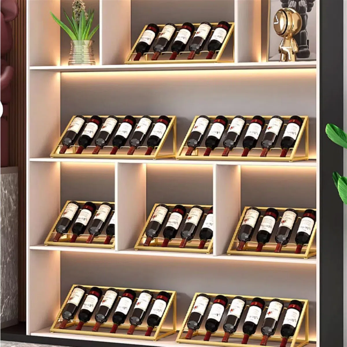 Botellero Enfriador de Vino for Bodega, Estante de exhibición for vinos, Estante for Vino Tinto, Estante Inclinado for el hogar, Adornos for estantes de Vino Botellero