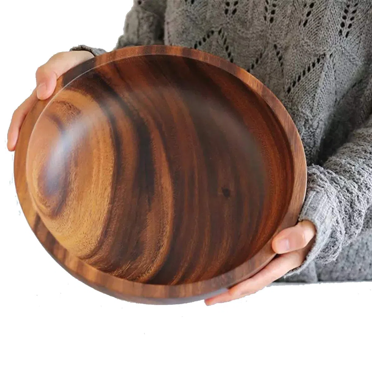 Cuenco de Ensalada de Madera Natural Decoración de Frutas Cuenco práctico Cocina del hogar Cuenco de Madera Vajilla Cocina de Restaurante
