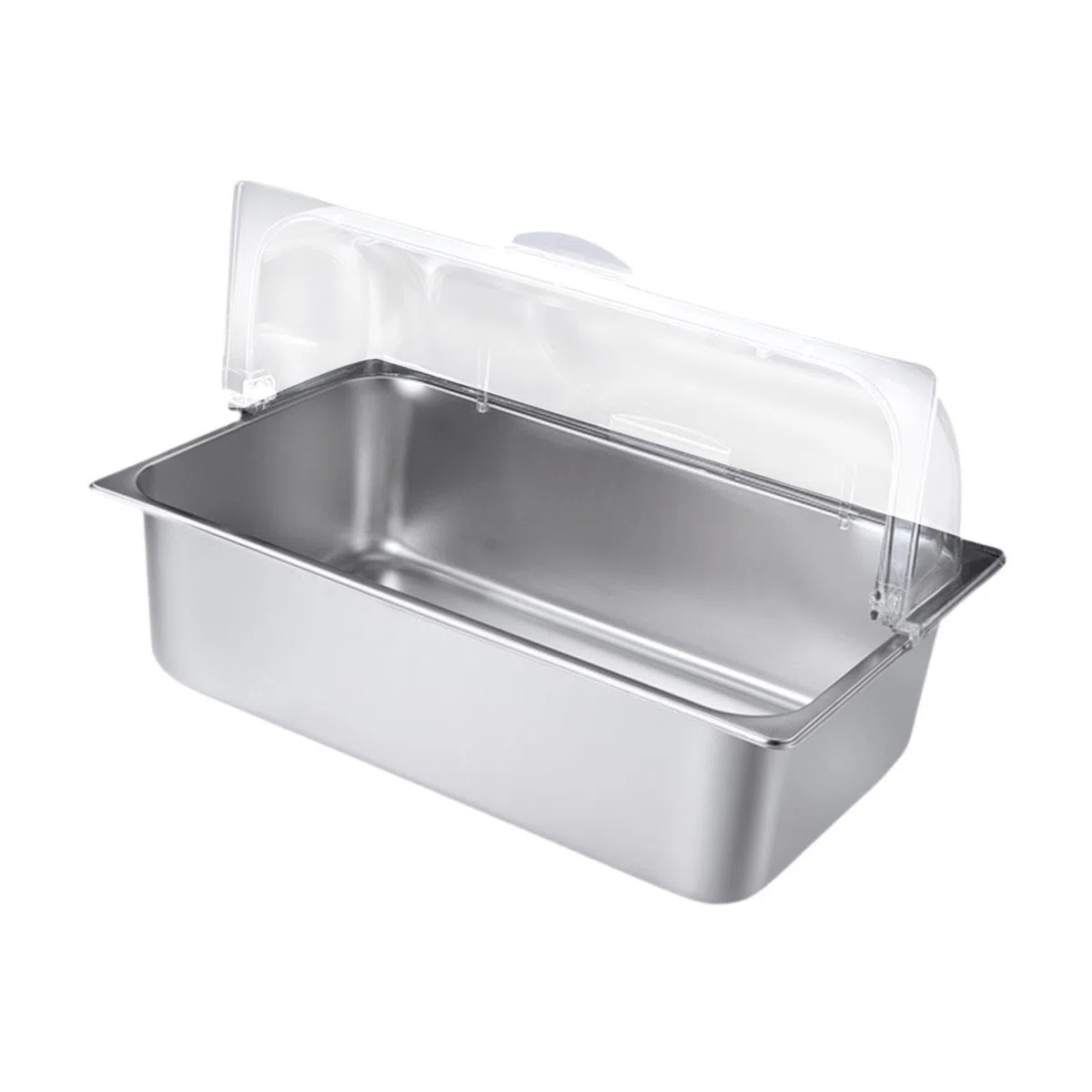 Chafing Dish Buffet Acero Inoxidable Bandeja Servidor Calentador Contenedor con Tapa Abatible Transparente Y 2 Acumuladores de Hielo Apto para Bufé Ba, 20.5 litros