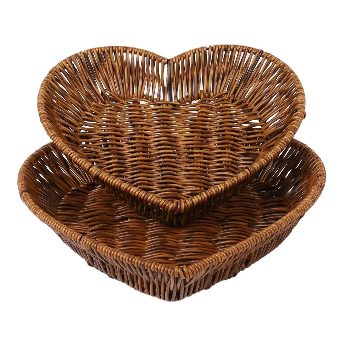 Cesta De Fruta 2 unids/Set Cesta Tejida de Mimbre Tejida cestas for Servir Pan Frutas Verduras Restaurante Servir Mesa Display RATT Cesta De Fruta(A Set)