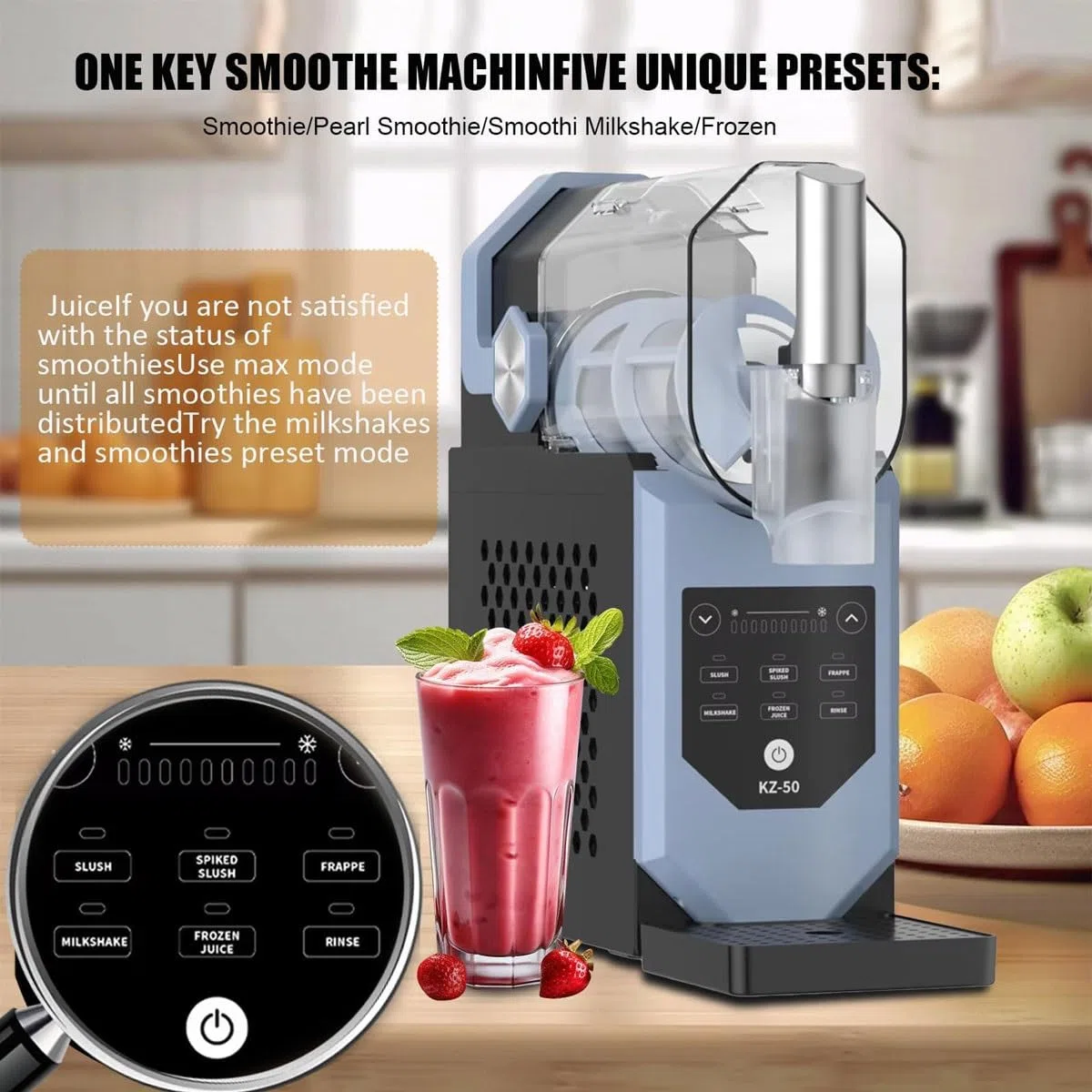 Máquina profesional de granizado con 5 programas preestablecidos, pantalla LED, función de autolimpieza, ideal para hacer bebidas congeladas y helados suaves en restaurantes, hogares, cafeterías y