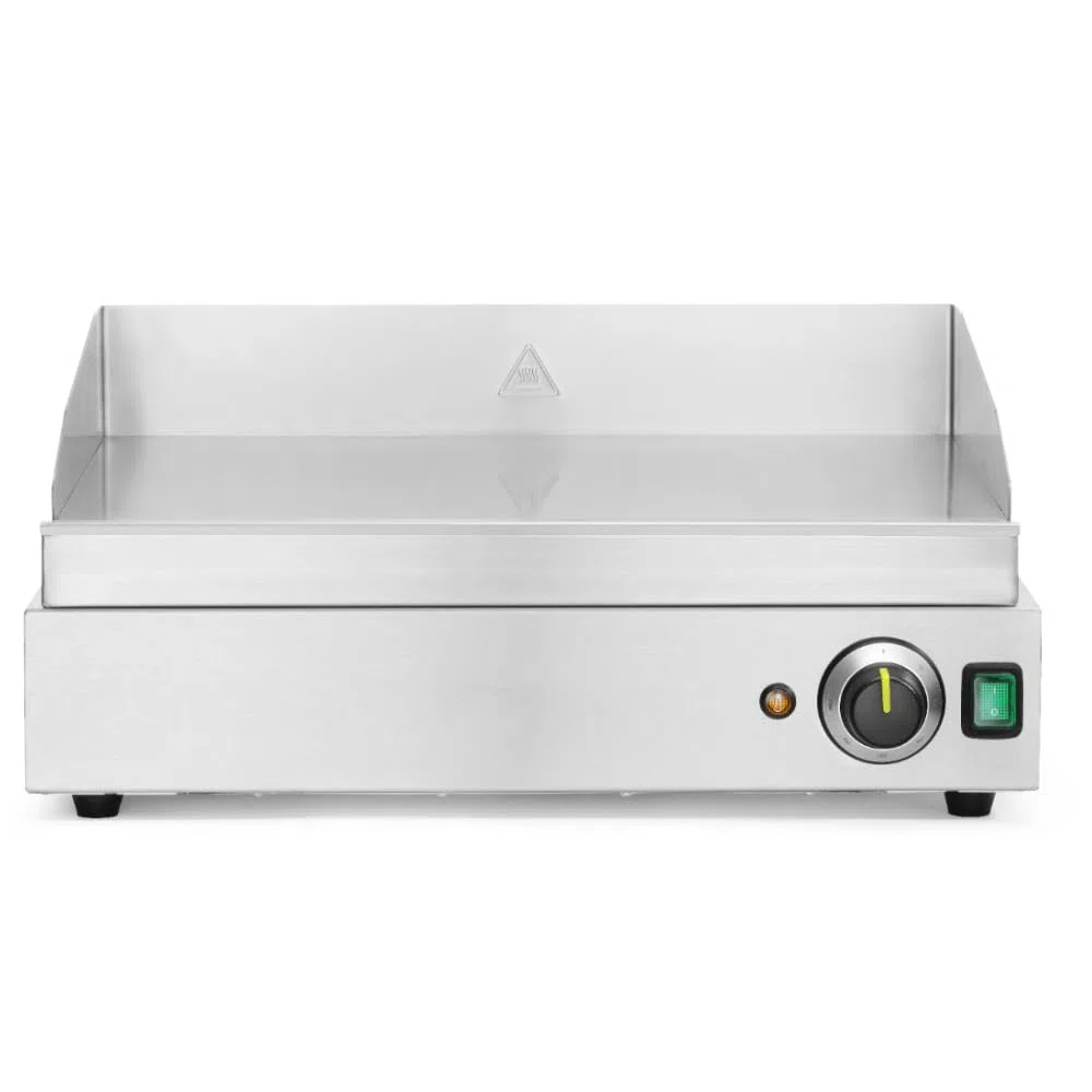 MBH - Plancha profesional de acero inoxidable con superficie lisa. Plancha eléctrica de cromo duro para para bar o restaurante alta resistencia