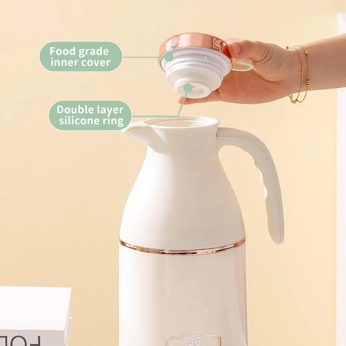 Jarra de café de 1300 ml/1600 ml/1900 ml, doble pared aislada al vacío, jarra de café térmica, jarra de café térmica, para restaurantes comerciales, servicio de alimentos, olla de plástico sin BPA