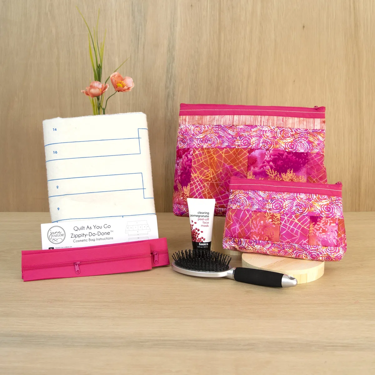 June Tailor Bolsas de cosméticos (2) Kit de costura, cremallera rosa