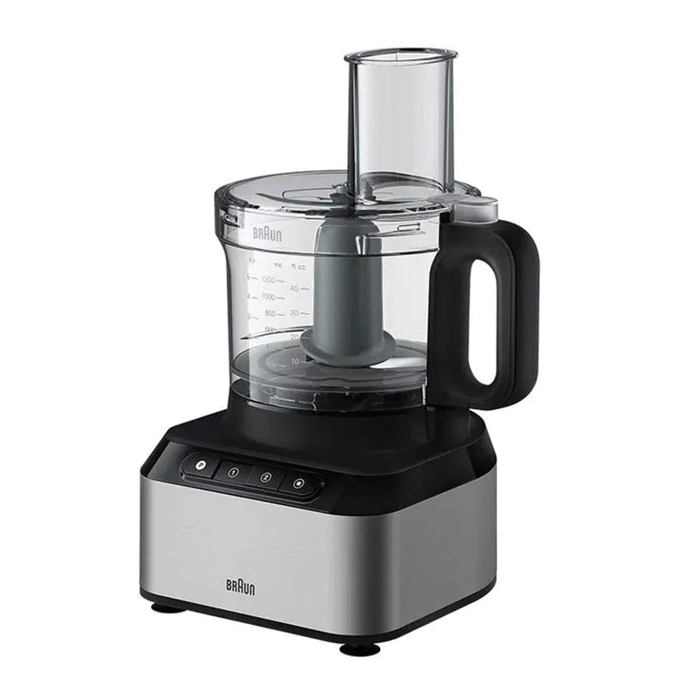 Braun PureEase FP3233SI - Robot de cocina compacto con batidora de vaso de 1,2 l y cuenco de 2,1 L, fácil de usar, 2 velocidades y función de pulso, compacto, sistema EasyClick, color plateado