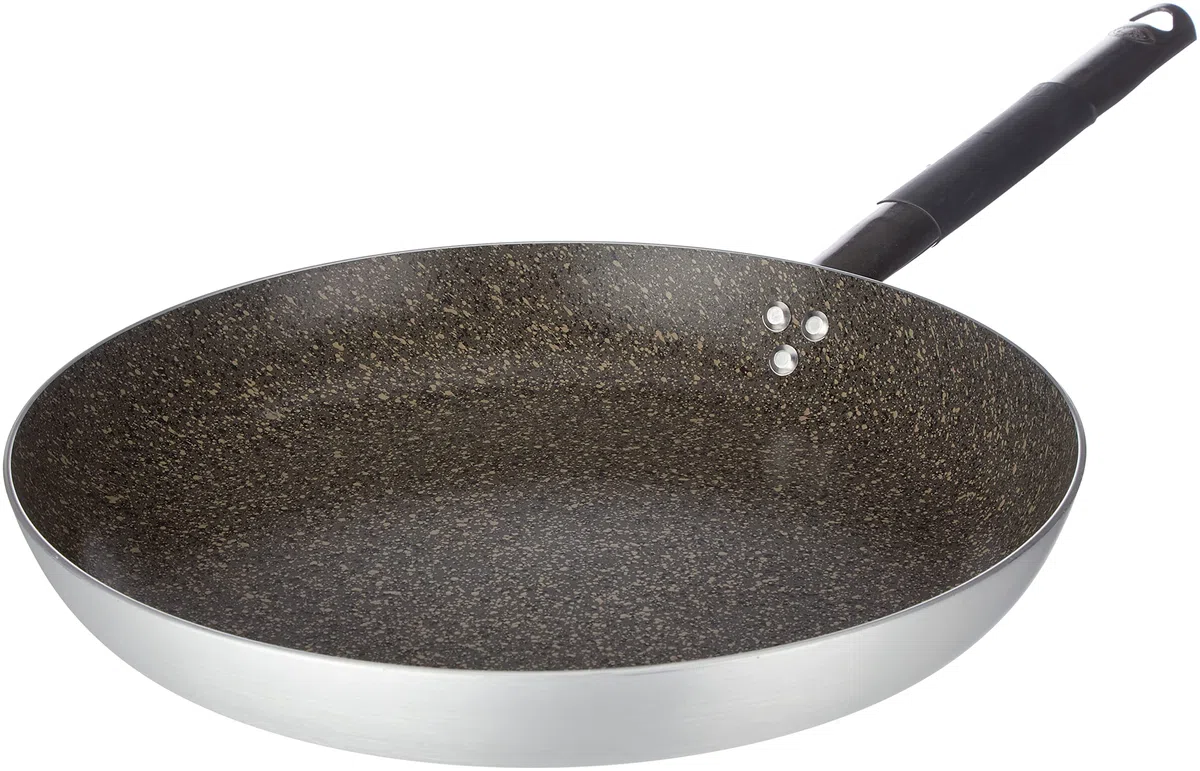 Pentole Agnelli ALSA111BBINF36 Sartén de aluminio avellanado bajo infinito, con mango tubular de acero inoxidable "Cool", plateado, 36 cm