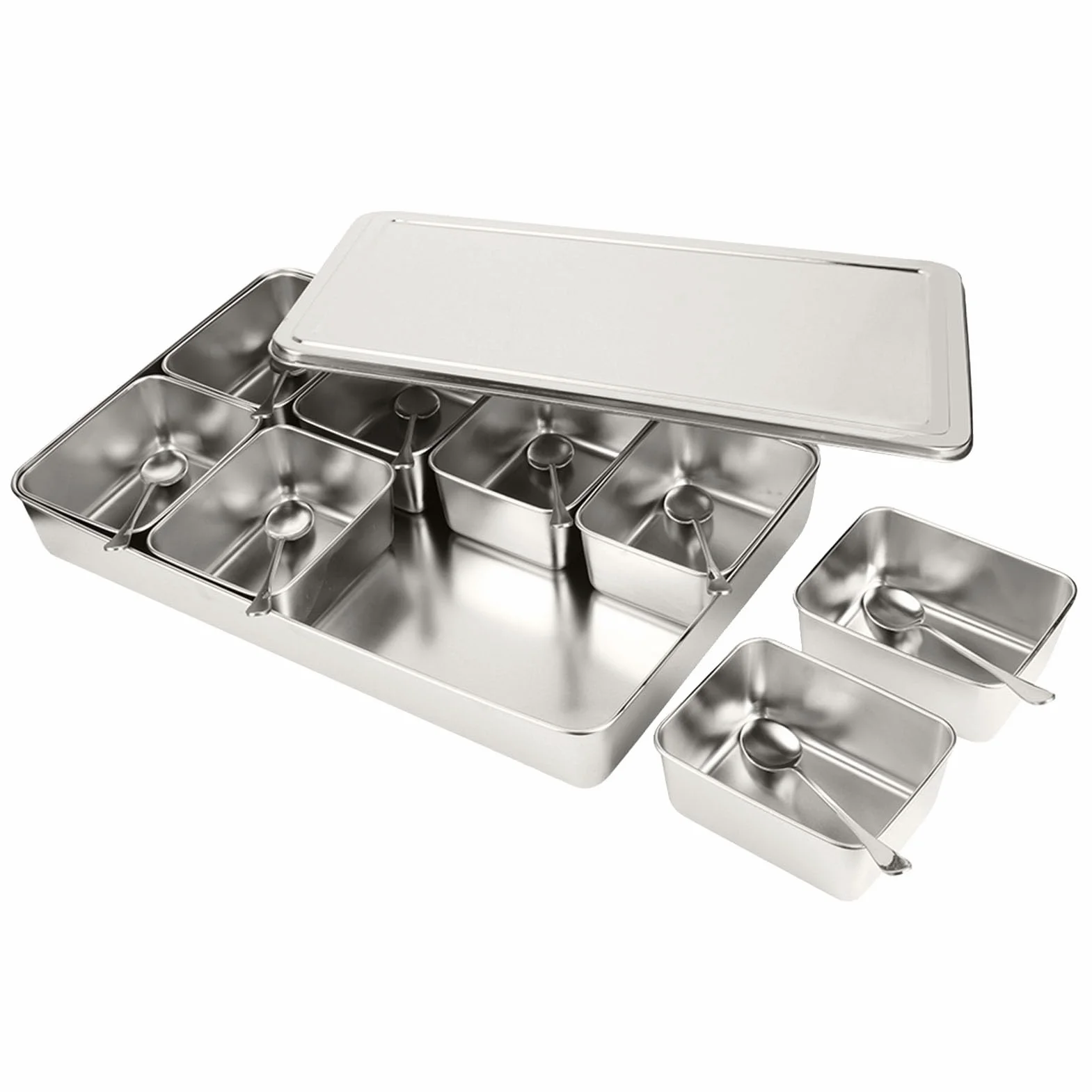 Yosoo Health Gear Caja de Condimentos 8 Compartimentos de Acero Inoxidable, Recipientes para Especias, para Utensilios de Cocina
