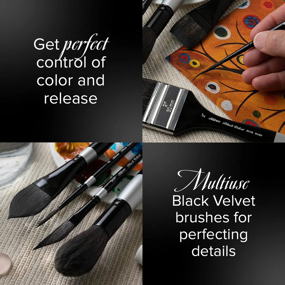Silver Brush Limited Black Velvet Watercolor Basic Set 4Pcs-