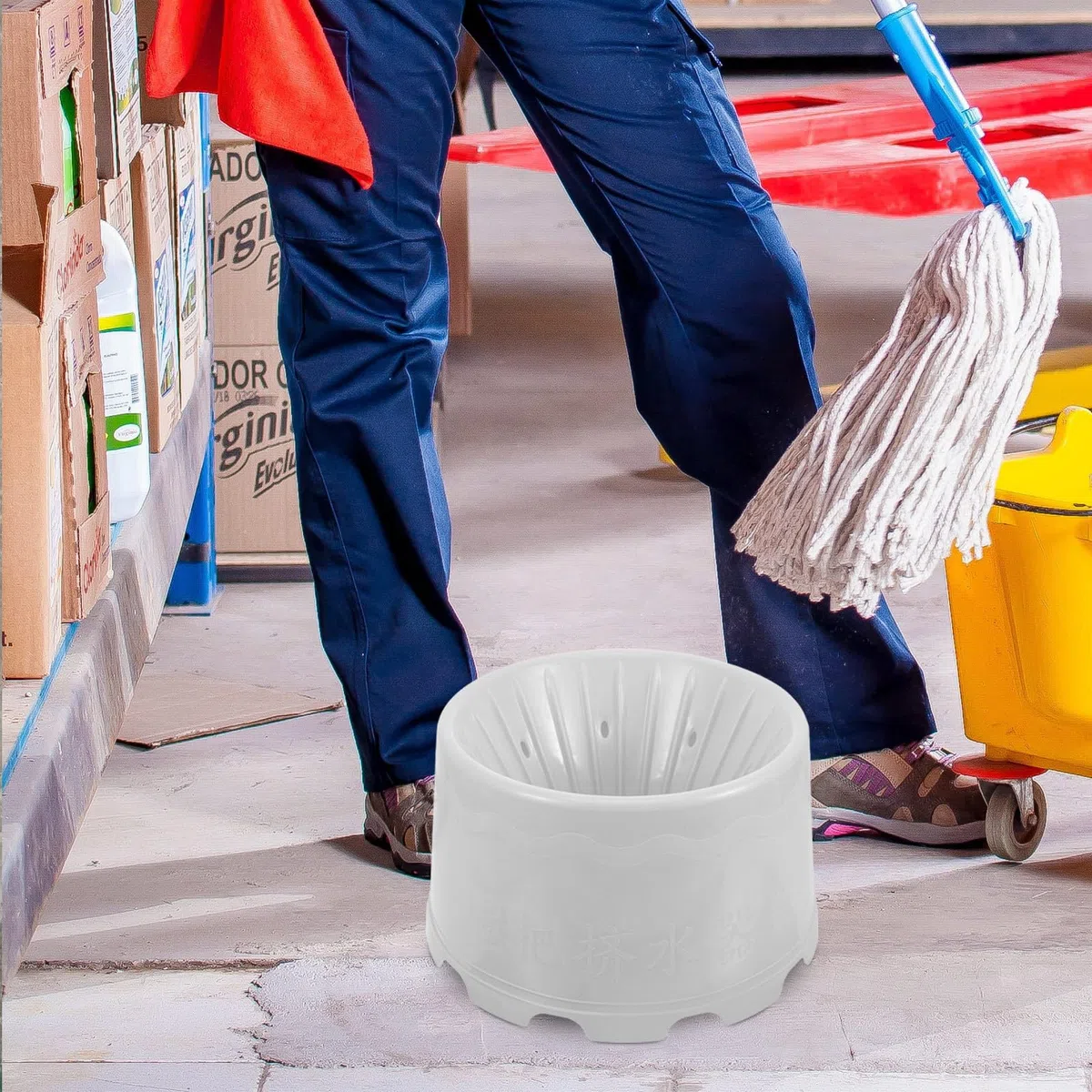 Cubo para Trapeador de Plástico con Drenaje y Orificios Múltiples, Cesta para Secar Trapeadores, Adecuado para Limpieza en Baño y Escurrido